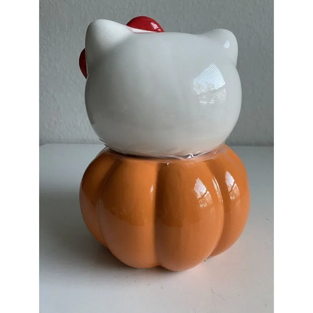 Hello Kitty Halloween Large Jack-o-Lantern Pumpkin Ceramic‎ Cookie Jar NEW